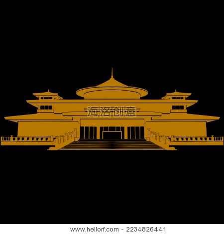 中国古建筑宫殿 西安博物院矢量剪影图片