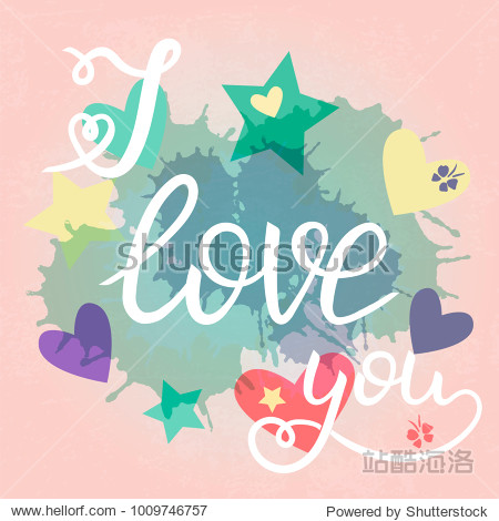 vector illustration lettering i love you for happy valentine day