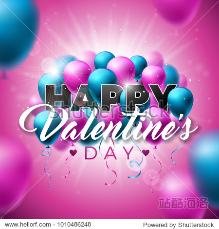 day design with color balloon on shiny pink background