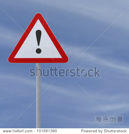 road warning sign with an exclamation point