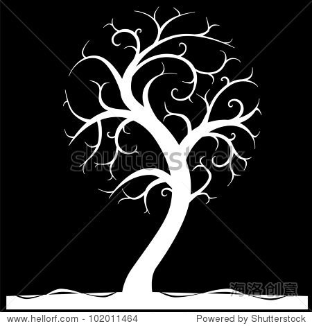 vector; white tree on a black background