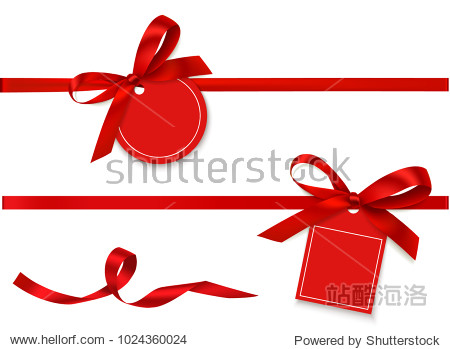 decorative horizontal red ribbon with bow and sale tag for black
