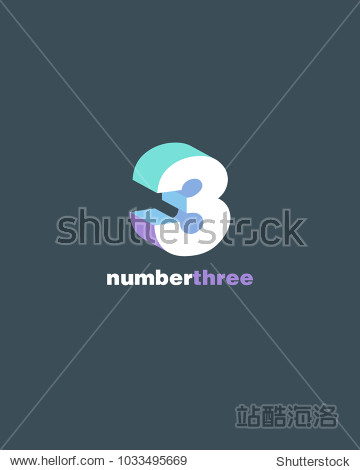3d number 3 three vector template.