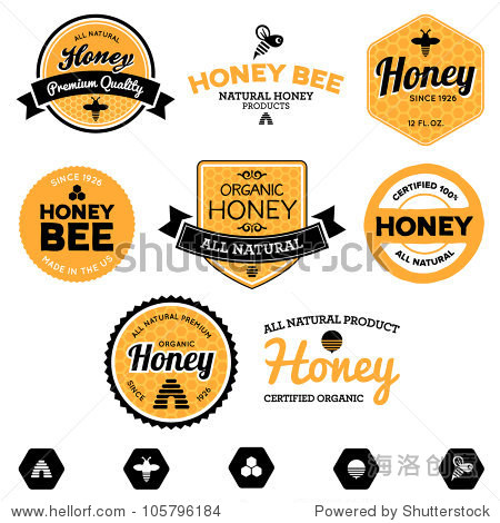 set of honey and bee labels for honey logo  - , .