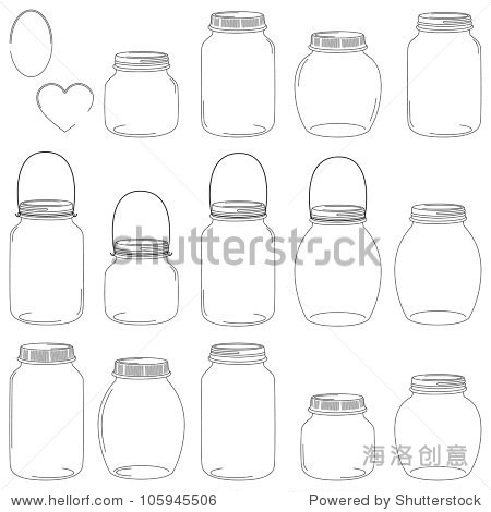 large set of hand drawn mason jar vectors - 图片