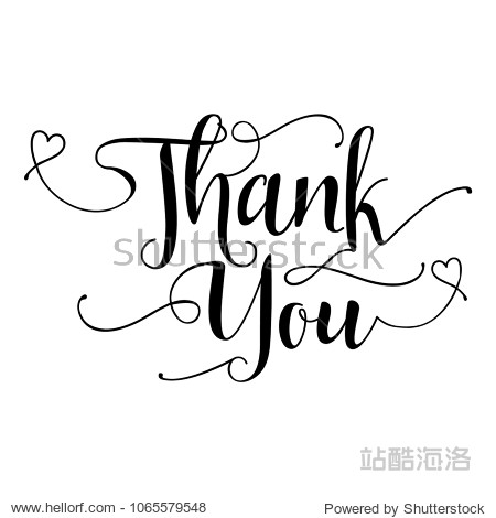thank you - hand lettering typography text in vector eps 10.