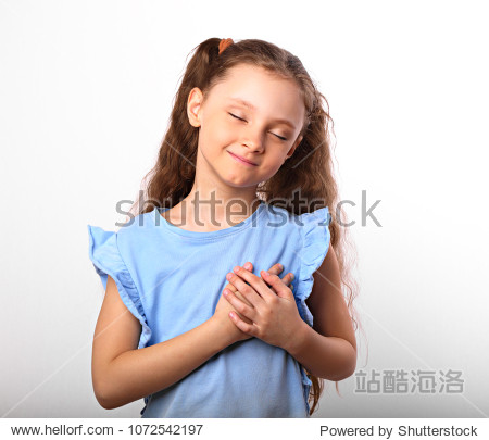 enjoying smiling face and thinking about on white background
