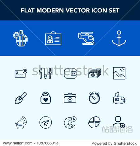 modern simple vector icon set with weapon scenery