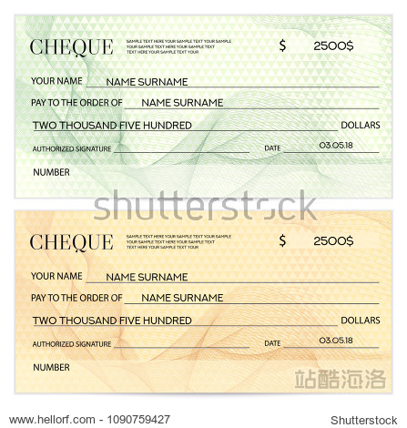 check (cheque) chequebook template.