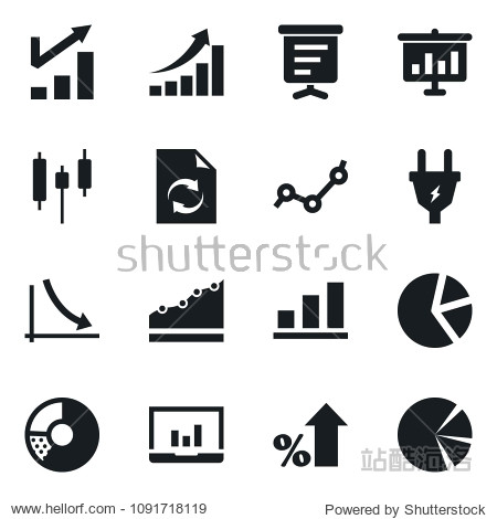 set of simple vector isolated icons growth chart