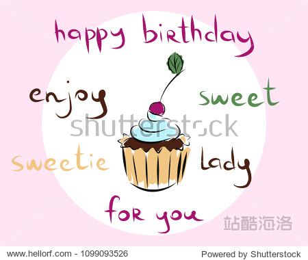 cute postcard with a cake for a girls birthday or anything