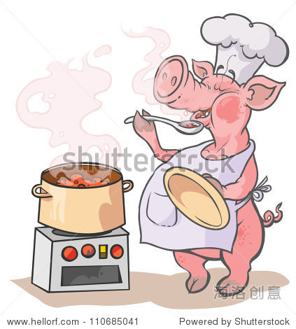 cartoon cook pig.