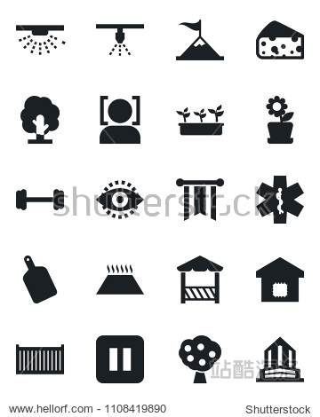 set of vector isolated black icon - tree vector seedling
