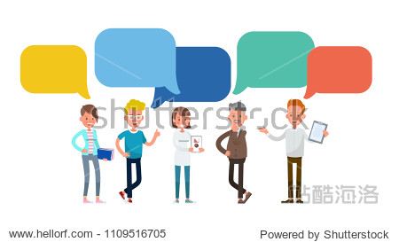 business people with chat bubbles character vector design.