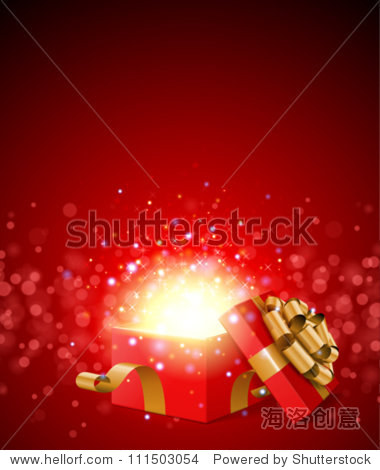 打开礼物,燃放烟花爆竹圣诞向量背景。 - 背景