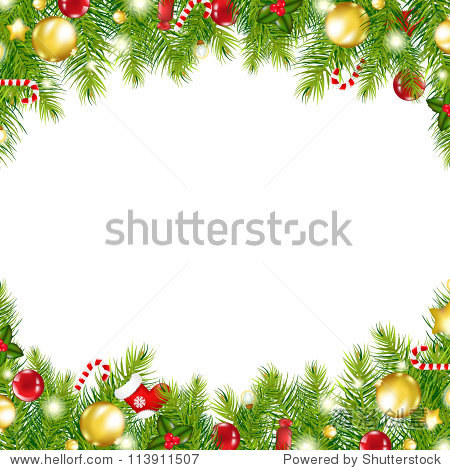 christmas vintage border isolated on white background vector