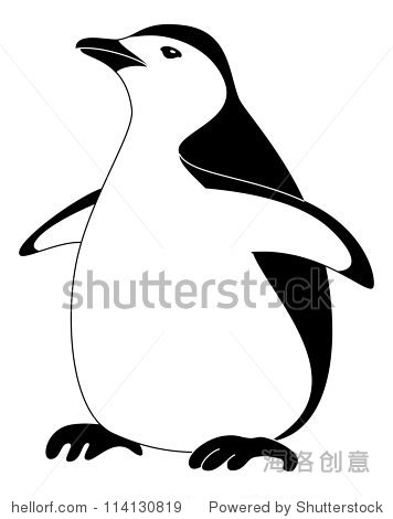 南极的帝企鹅,在白色背景黑色的剪影