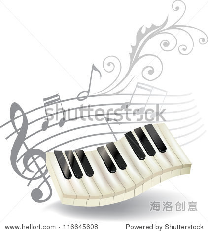 钢琴键,高音谱号,音符的背景