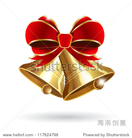 jingle bells with red bow on a white background.