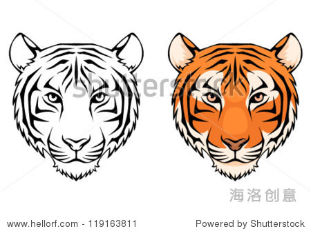line illustration of a tiger head suitable as tattoo team mascot