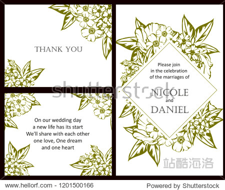 invitation greeting card with floral background.