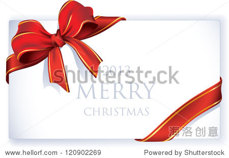 greeting card with red ribbon and bow. vector.