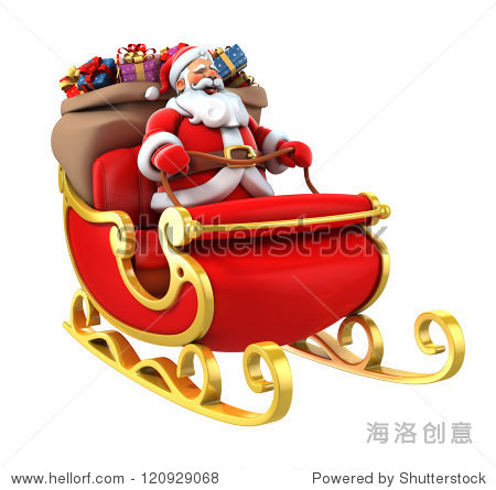 santa claus on sleigh with presents - 站酷海洛正版图片, 视频