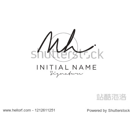 m h signature initial logo template vector