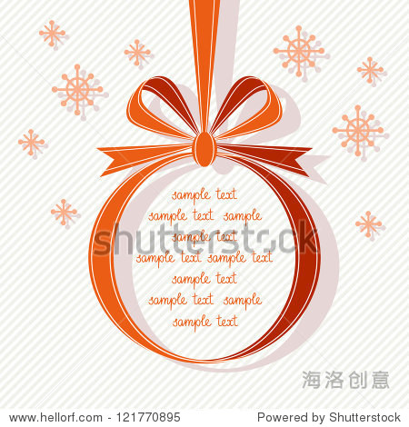 vector christmas ball made from red ribbon with bow snowflakes.