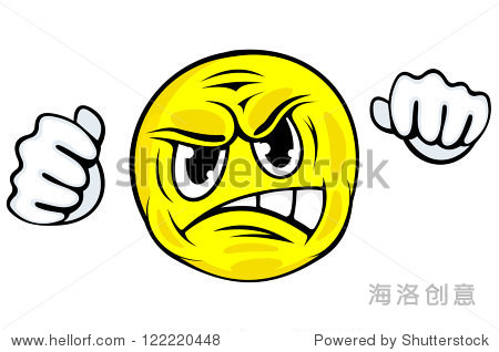 angry face icon with hands in cartoon style for emotion design