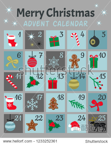 colorful mery chistmas advent calendar.