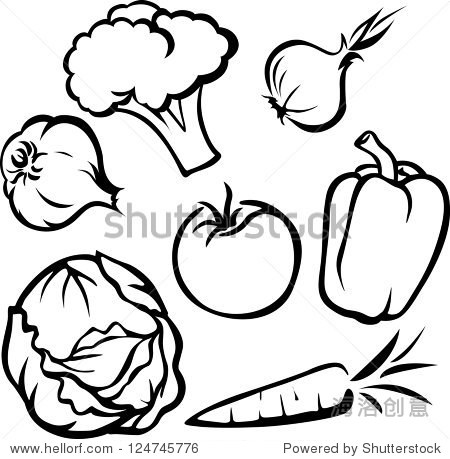 vegetable illustration - black outline