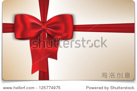 空白与红色蝴蝶结庆祝活动和节日礼品卡.矢量图