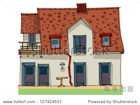 vintage house - cartoon