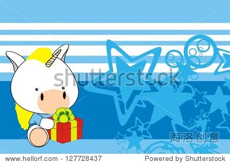 unicorn baby gift cartoon background in vector format