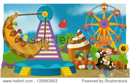 the funfair - playground - illustration for the children