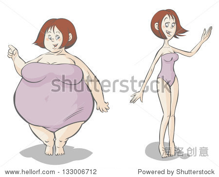 cartoon fat-slim female characters.