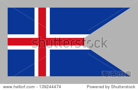 状态和战争国旗和国家冰岛和海军旗。孤立的灰