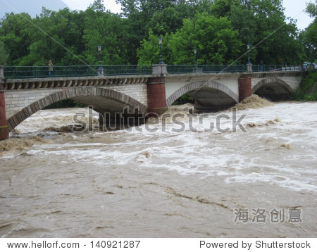 flash flood. natural disaster. bridge