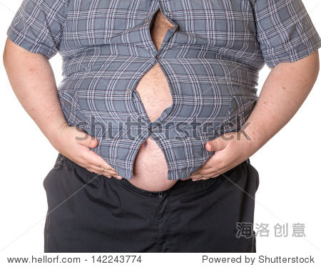 fat man with a big belly close-up part of the body