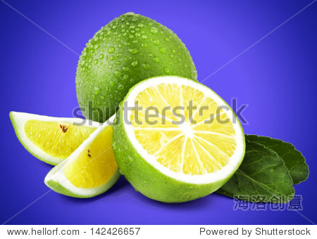limes on coloured background