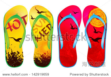 vector colorful flip flops / ( abstract design )