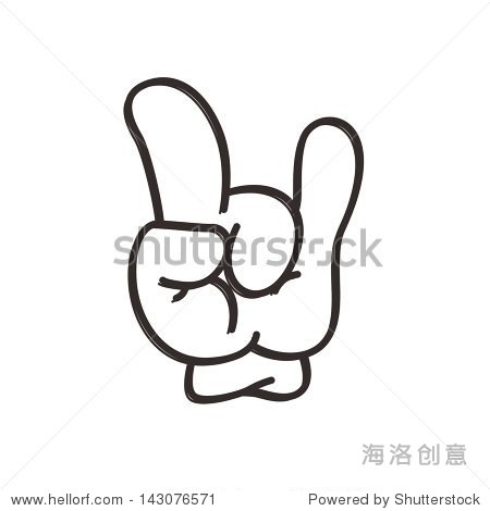 outline art of rock gesture hand