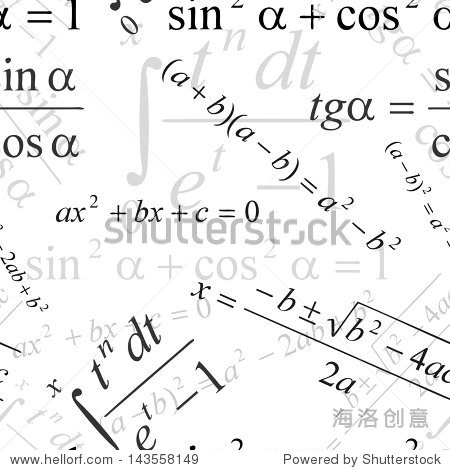 无缝壁纸与数学公式在白色的-背景\/素材,教育-