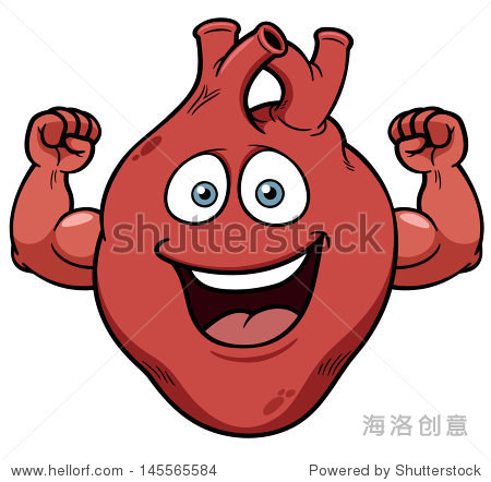 vector illustration of strong heart cartoon