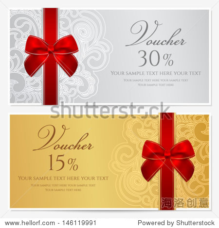 voucher gift certificate coupon template with border frame bow