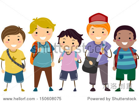 illustration featuring a group of boys with varying ages