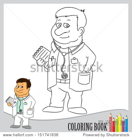 coloring book - doctor (vector)
