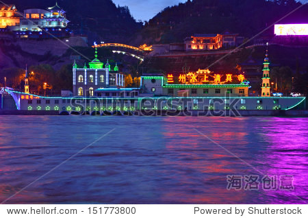 中国兰州--7月31日:兰州水上清真寺7月31日,2