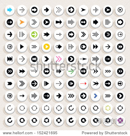 100 icon with arrow sign. set 02. circle button